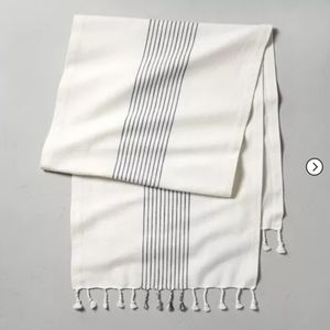 Core Stripes Twisted Fringe Oversized Table Runner Blue/Cream - Hearth & Hand™